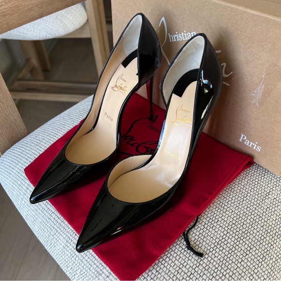 Christian Louboutin Iriza Patent Red-Sole Half-d'Orsay Pump in Black Patent - Picture 3 of 6